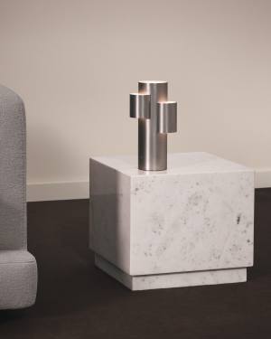 Tavolino da appoggio Sorein in marmo bianco 50 x 50 cm