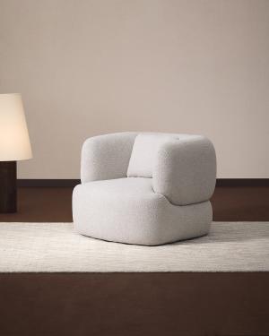 Martina grey bouclé swivel armchair with cushion FSC Mix Credit