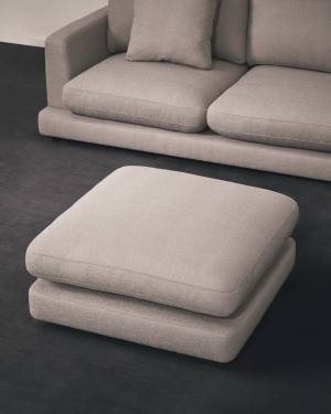 Gala grey micro bouclé footstool FSC Mix Credit 90 x 90 cm