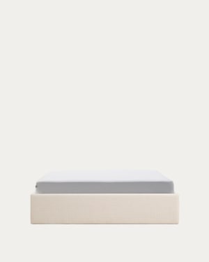 Nelzi ecru chenille ottoman bed base with removable cover for 150 x 200cm mattress FSC 100%