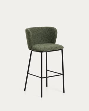 Ciselia dark green thick chenille stool with black finish steel legs FSC Mix Credit 75cm