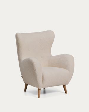 Poltrona Patio ignifuga in effetto montone beige con gambe in faggio massiccio FSC Mix Credit