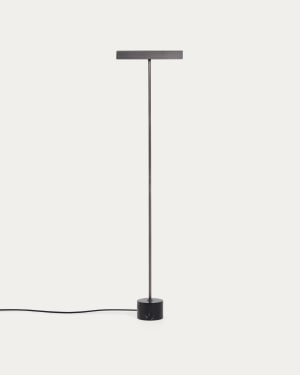 Lynor brushed metal floor lamp with black marble base UK adaptor