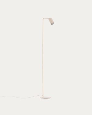 Manie metal floor lamp with textured beige finish and UK adaptor