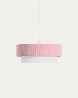 Lampada da soffitto Bianella in cotone e velluto a coste rosa
