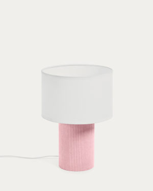 Lampada da tavolo Bianella in cotone e velluto rosa