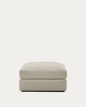 Alea removable cover footrest in light brown chenille 90 x 90 cm