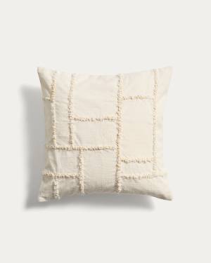 Housse de coussin Verion avec motif géométrique brodé jaune 45 x 45 cm