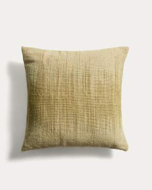 Liroda jute floor cushion cover with green ikat graphic 70 x 70 cm