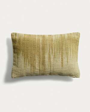 Liroda jute cushion cover with green ikat graphic 40 x 60 cm