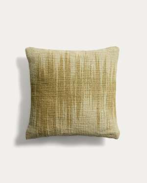 Liroda jute cushion cover with green ikat graphic 40 x 60 cm