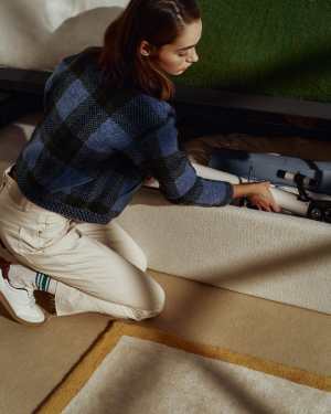 Nelzi ecru chenille side-opening ottoman bed base with removable cover for 90 x 200cm mattress FSC 100%