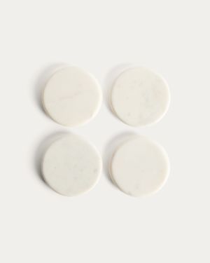 Set Erefi di 4 sottobicchieri in marmo bianco