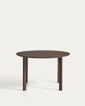 Erice round table in aluminium and brown tempered glass Ø120 cm
