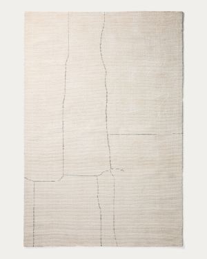 Teppich Lisdan aus Synthetikfasern in Ecru mit grafischem Muster in Grün, 200 x 300 cm