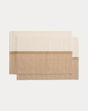 Tari set of 2 beige 100% cotton placemats 35 x 50 cm