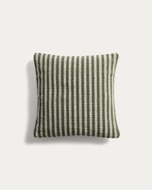 Dirome green striped 100% PET cushion cover 45 x 45cm