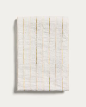 Anila yellow cotton jacquard tablecloth 170 x 170cm