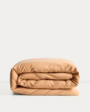Sirale 100% cotton sateen duvet cover with washed finish in orange for 180 cm bed