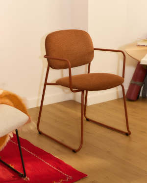 Meli chair in terracotta chenille with terracotta metal frame FSC Mix Credit