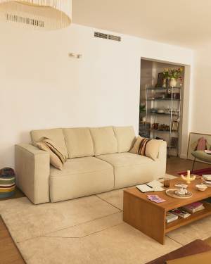 Marela beige chenille 3-seater sofa bed 236cm FSC Mix Credit