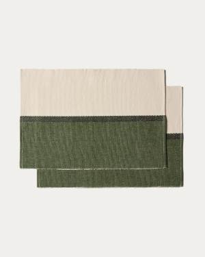Tari set of 2 green 100% cotton placemats 35 x 50 cm