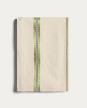 Todila green striped 100% cotton tablecloth 170 x 170cm
