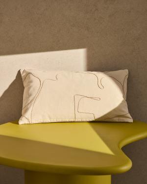Dibel ecru cotton cushion cover with beige embroidery detail 30 x 50cm