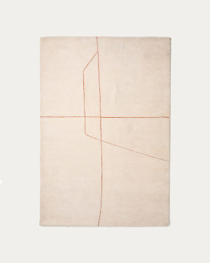 Teppich Delide aus Synthetikfasern in Ecru mit grafischem Muster in Orange, 160 x 230 cm