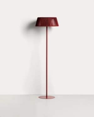 Aldet outdoor solar floor lamp in terracotta flat rope cord with metal stand Ø46cm