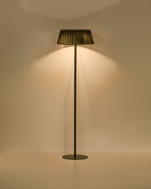 Aldet outdoor solar floor lamp in green flat rope cord with metal base Ø46cm