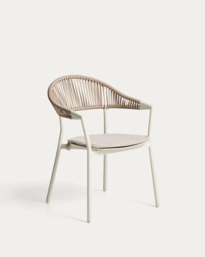Alimia outdoor chair with aluminium structure and beige synthetic rope cord