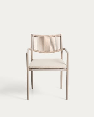 Argasi chair in taupe aluminium and beige synthetic rope cord