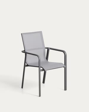 Canea stackable chair with graphite aluminium structure