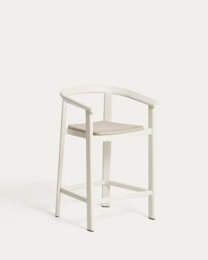 Erice stool in aluminium and ecru rope cord 65cm