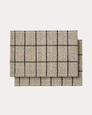 Uya set of 2 table runners with natural fibres and natural and black finish 33.5 x 49 cm