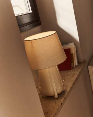Odra table lamp in ecru ceramic with glossy finish