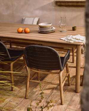 Καρέκλα Alipa με μπράτσα από μασίφ ξύλο ακακίας και σκούρο γκρι σκοινί FSC 100%