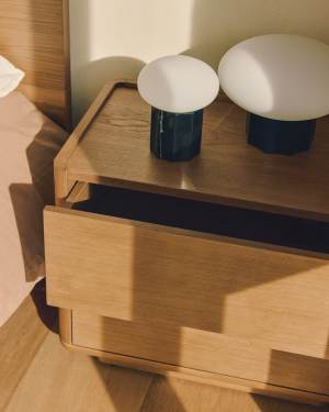 Idela table lamp in smoked glass and black marble Ø15 cm