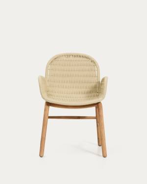 Alipa chair with armrests in FSC 100% solid acacia wood and ecru rope cord