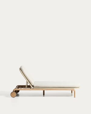 Alipa sun lounger in FSC 100% solid acacia wood and ecru rope cord