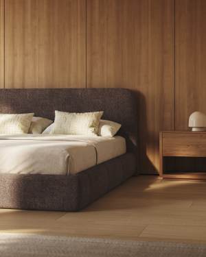 Llit desenfundable Martina d’efecte borreguet marró per a matalàs de 160 x 200 cm FSC Mix Credit