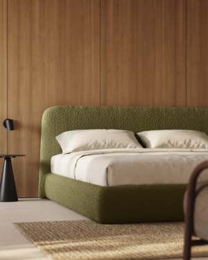 Llit desenfundable Martina d’efecte borreguet verd fosc per a matalàs de 180 x 200 cm FSC Mix Credit