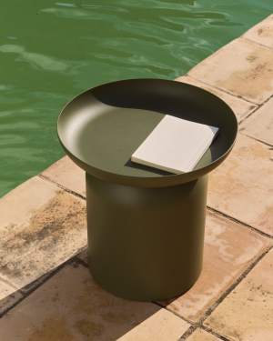 Arcola side table in green aluminium Ø45cm