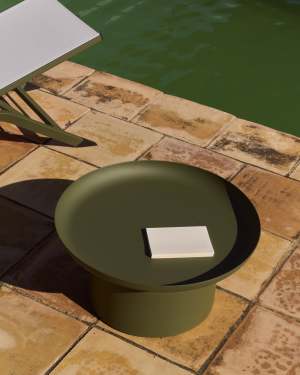 Arcola coffee table in green aluminium Ø70cm
