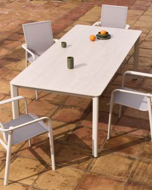 Anafi table in sintered stone and beige aluminium 220 x 100 cm