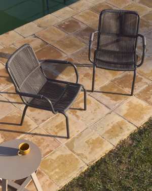 Salis armchair in graphite aluminium and dark grey synthetic rope cord