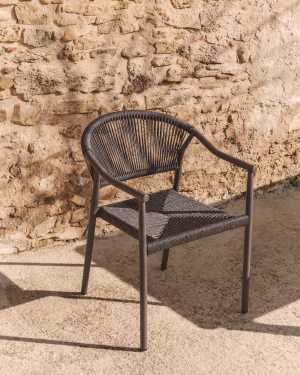 Livadia stackable outdoor chair in grey aluminium