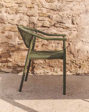Livadia stackable outdoor chair in green aluminium