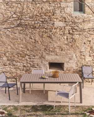 Table extensible Brela en aluminium taupe 205(287) x 100 cm